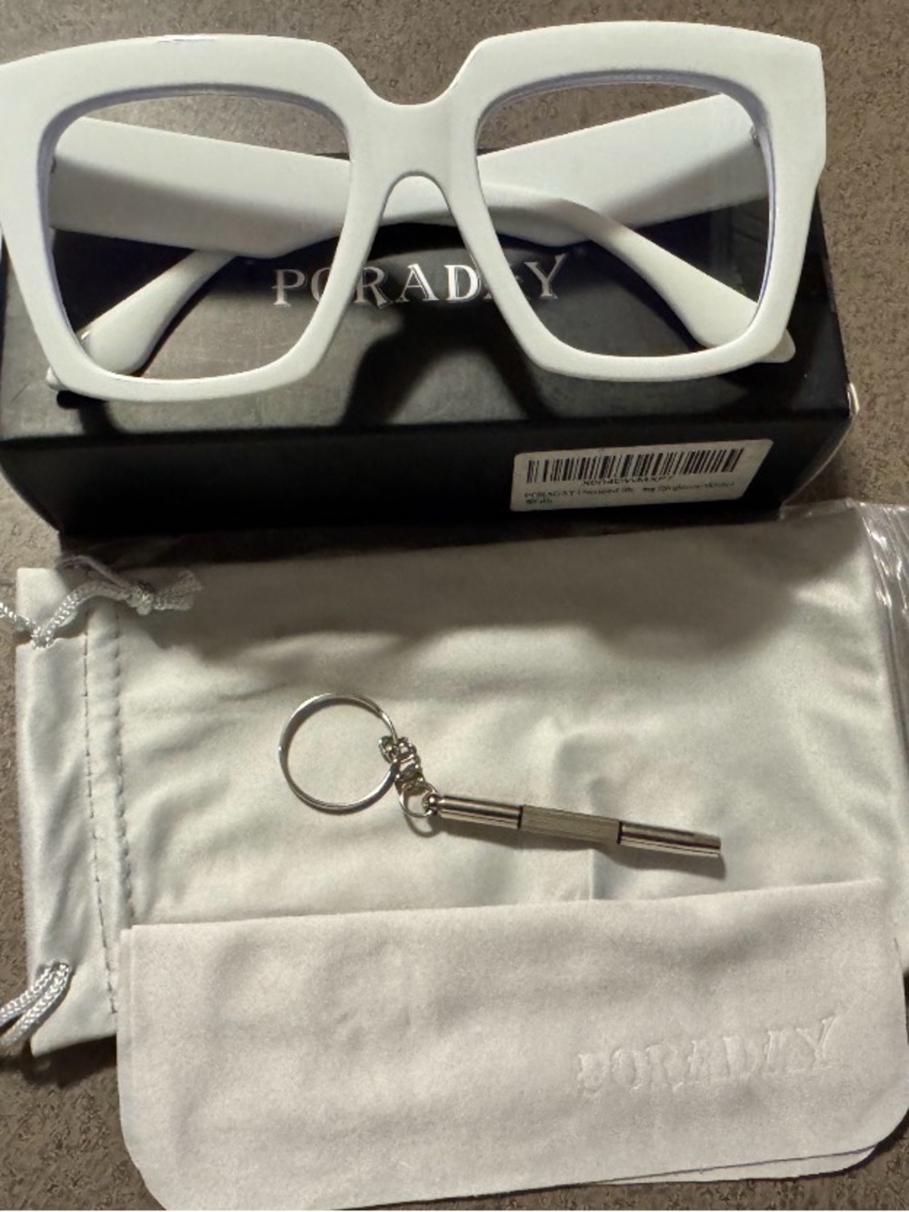 Poraday New White Oversized Square Women's glasses